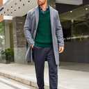 COOFANDY Men's Shawl Collar Sweaters V-Neck Relaxed Fit Cable Pullovers