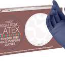 ASAP Thick High Risk Latex Powder Free Industrial Multi-Purpose Gloves, 12 inch Extended Cuff, Disposable, 14 mil, Dark Blue (XX-Large - Case of 500)