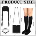 Xtinmee 4 Pcs Halloween Costumes Accessories for Girls Halloween Cosplay Party Outfit Set Black Gothic Choker Wig Bag Socks for Kids