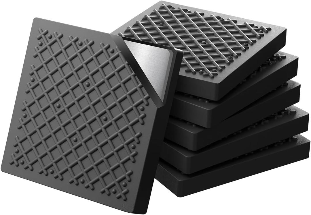 Exercise Equipment Mat 5.11x5.11x0.55in 6pcs, Heavy Duty Thick Steel Embedded Rubber Mat, Anti Slip/Noise Reduction/Vibration Resistance, Treadmills Equipment Pads, Used for Carpets, Wooden Floors