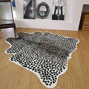 NA Leopard Print Area Rug, 6.8x5.2ft Faux Fur Large Leopard Hide Rug Animal Printed Rug Carpet Perfectly in Home Office, Living Room, Bedroom