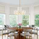 Modern Gold Flower Chandelier 4-Light Elegant Glass Round Chandeliers 20 Luxury Crystal Pendant Light Fixture for Dining Room Living Room Bedroom Kitchen Foyer, UL Listed