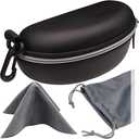 MyEyeglassCase Sports Sunglasses Case and Slim wallet Semi hard large glasses case w/belt clip soft pouch & cloth