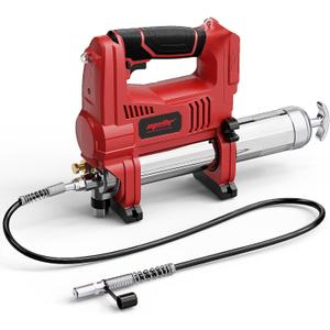 Brushless Power Grease Gun Compatible with Milwaukee 18V Battery (Tool ONLY), 10,000 PSI, 5 Variable Speed, 30" Hose 14OZ Capacity for Bulk & Cartridge Grease, Safety Lock, LED, Low-Voltage Protection (Red)