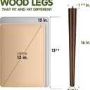 Yes4All Round Brown Wood Table Legs 16 Inches - Mid Century Replacement Feet for Coffee Table, End Table - Stable Rubber Wood Parts for Nightstand with Glides, Walnut, Set of 4