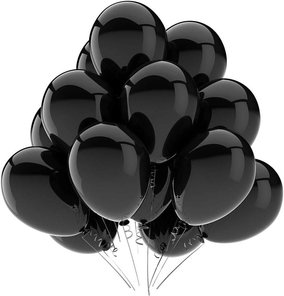KBZVNAF Black Balloons Latex Party Balloons - 50 Pack 12 inch Helium Matte Black Balloons for Wedding Graduation Baby Shower Birthday Party Decorations