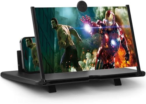 Magnifier for Cell Phone -Horgens 3D HD Magnifying Projector Screen Enlarger for Movies, Videos and Gaming – Foldable Phone Stand with Screen Amplifier–Compatible with All Smartphones (红色, 12寸)