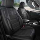 FREESOO Black Car Seat Covers Full Set - Faux Nappa Leather Seat Covers for Cars, with Front Seatbelt Pads, Waterproof Breathable Cushion Protectors Fit for Most 5 Seats Automative Sedans SUV Trucks