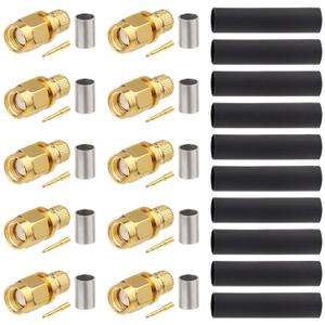 10-Pack SMA Male Crimp Connector Kit for RG8X, LMR240, KMR240, 4D-FB, CNT240, RG8 Mini Coax Cable – SMA Male RF Connector for Antennas, Signal Boosters, Wireless Communications, and GPS Systems