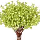 HOHOTIME 36Pcs Christmas Glitter Berries Stems, Light Avocado Green 9.5 Inch Artificial Christmas Tree Picks for Christmas Tree Decorations Ornaments DIY Crafts Vases Holiday Wedding Home Xmas Decor