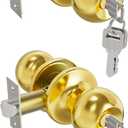 Door Knobs with Lock and Keys, Interior and Exterior Door Lock Standard Ball Door Locks for Bedrooms Bathroom, 8 Packs