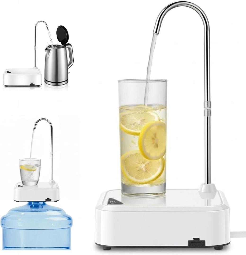 Desktop Water Dispenser Pump for 5 Gallon Bottle, Electric Bedside Water Dispenser, Portable One-Button Countertop Water Pump for Home Office Camping