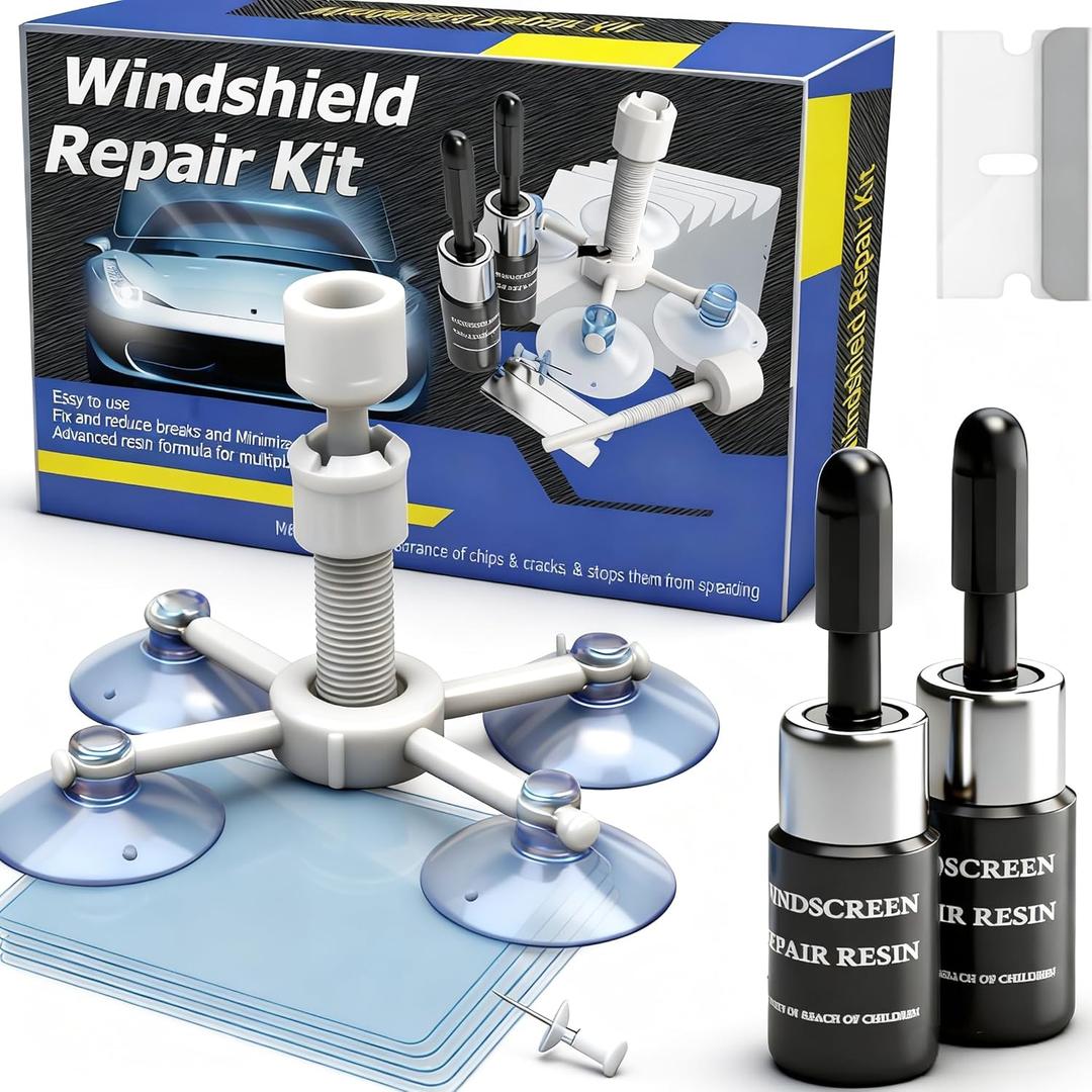 Windshield Repair Kit, Windshield Crack Repair Kit,2 Pcs Car Glass Repair Kit Quick Fix for Chips & Cracks, Windshield Chip Repair Kit, Automotive Nano Fluid (Transparent)