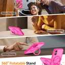 CANSHN 360 Spin Magnetic Stand for iPhone 17 Case with Camera Control [Full Camera Protection] [Compatible with Magsafe] Translucent Matte Shockproof Protective Phone Cover 6.3" - Hot Pink