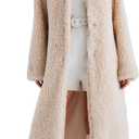 Women Faux Fur Winter Coats Open Front Long Cardigan Coat Warm Women's Fuzzy Fleece Jacket Overcoat Outwear with Pocket S-XXL (Apricot)