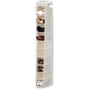 BINO 10-Shelf Shoe Closet Organizer - Beige | Closet Hanging Organizer | Hanging Shoe Rack Storage & Organizer for Bedroom | Hanging Shelves | Portable Closets for Hanging Shoes | Room Essentials