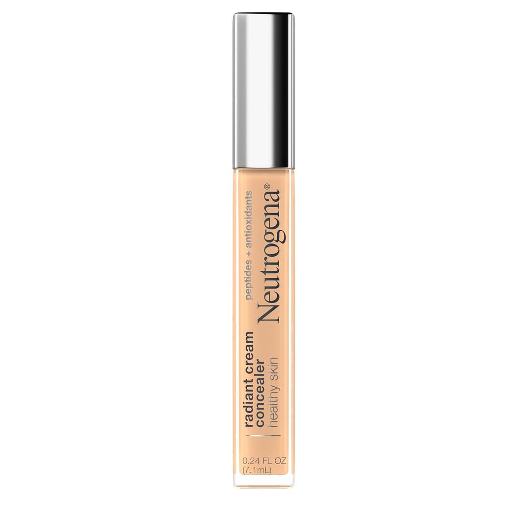 Neutrogena Healthy Skin Radiant Brightening Cream Concealer With Peptides & Vitamin E Antioxidant, Lightweight Perfecting Concealer Cream, Non-Comedogenic, Sugar Light 03 With Warm Undertones, 0.24 Oz