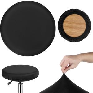 2 Pcs Bar Stool Covers Black Round High Elastic Bar Stool Covers Soft Stool Cushion Washable Slipcovers Fit for Dia 11-14 in Bar Round Chair for Home Bar Hotel Market