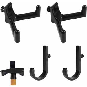 4pcs Tool Hooks for Suncast Shed, Single-Head J Hook and Double-Head Hook Set Premium Storage Sheds Tool Hangers Organization Accessories for Hanging Shovels Rakes Scissors Tools (Black)