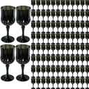 XUWAIDSGN 7oz Plastic Vintage Wine Glasses Drinking Glasses Unbreakable Wedding Glassware Crystal Water Goblets Reusable Drinkware Vintage Champagne Flutes (24, Black)