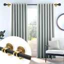 6PCS No Drill Curtain Rod Brackets Self Adhesive Curtain Rod Holder Curtain No Drilling Rod Hooks Nail Free Adjustable Curtain Rod Holders Curtain Hangers for Bathroom Kitchen Renter Gold