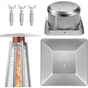 Nuanchu 2 Pcs Outdoor Patio Heater Replacement Parts Burning Net Emitter Screen and Base 4 Sided Pyramid Patio Heater and Heat Reflector Shield for Most Square Glass Tube Heat