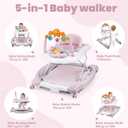 Boyro Baby Baby Walker, 5-in-1 Baby Walkers for Boys and Girls 6-12 Months with Bouncer, Removable Footrest, Feeding Tray & Music, Foldable & Adjustable Activity Walker for 6-18 Months Toddler Infant