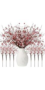 8 Pcs Christmas Decoration Xmas Tree Picks Ornaments White Curly Red Candy Cane