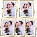 Fainne 5 Pack 8''x10'' Gold Floating Frames Metal Glass Floating Picture Photo Frames Vertical Tabletop Display for Wedding Valentine Pictures Photos Desk Souvenir Decor