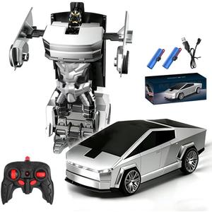 Remote Control Cyberpickup Toy Transform Robot Toy for Boys Girls 2.4Ghz RC Car 2 in 1 Transforming Truck with Light Effect 1/24 Vehicle 360 Rotation Car Birthday Charistmas Gifts for Kids