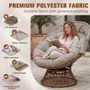 COMHOMA Papasan Chair, 36" Ergonomic Wicker Papasan Chair with Extra-Thick Soft Fabric Cushion, Heavy-Duty Steel Frame, 360° Swivel Base for Living Room, Lounge, Bedroom & Reading Nook – Brown