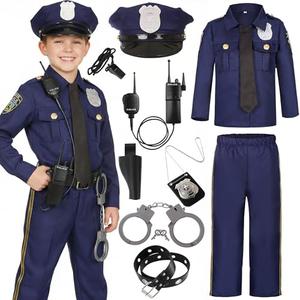 Ekoropshop Police Costume for Boys Cop Uniform Costume for Halloween Cosplay Party Dress Up-Small