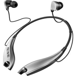 Neckband Bluetooth Headphones, Around The Neck Headphones 24H+ Playtime, Bluetooth Headsets with Call Vibration, Shark Jaw Design Wireless Earbuds+Noise Isolation/Mic/IPX7 Waterproof, Silver