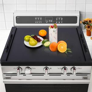 Noodle Board Stove Cover with Extended Handles-Wood Stove Top Covers for Electric Stove Kitchen Sink Cover Serving Tray, Decorative Tray for Kitchen Black (29.92"x22.05"), 29.9"L x 22.1"W
