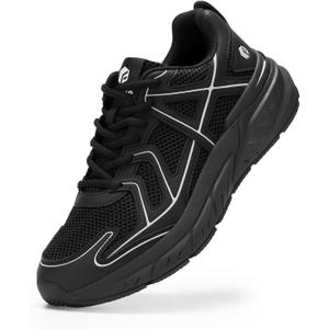 FitVille Men's Walking Shoes Wide Width Thicker Cushioning Sneakers Extra Wide Shoes for Men Bouncy Shoes Non Slip Workout Gym Athletic Sneakers (Black, 10)