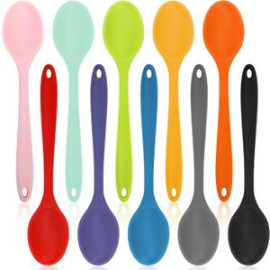 10 Pack Silicone Mixing Spoon, 10.8 Inch Heat Resistant Kitchen Spoons for Cooking, Large Non-Stick Basting Serving Stirring Mixing Spoon for Baking, Serving Scraping