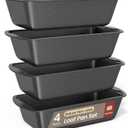 Nonstick Loaf Pan Set Pack of 4, Carbon Steel 11" Large Baking Bread Pan, Oven Safe Up to 450F, PFOA, PFOS, PTFE Free, Space Saving Stackable Design, Stain Resistant, Dishwasher Friendly, Gray Marble
