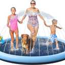 VISTOP Non-Slip Splash Pad for Kids and Dog, Thicken Sprinkler Pool Summer Outdoor Water Toys - Fun Backyard Fountain Play Mat for Baby Girls Boys Children or Pet Dog (77 inch, Blue&Blue)