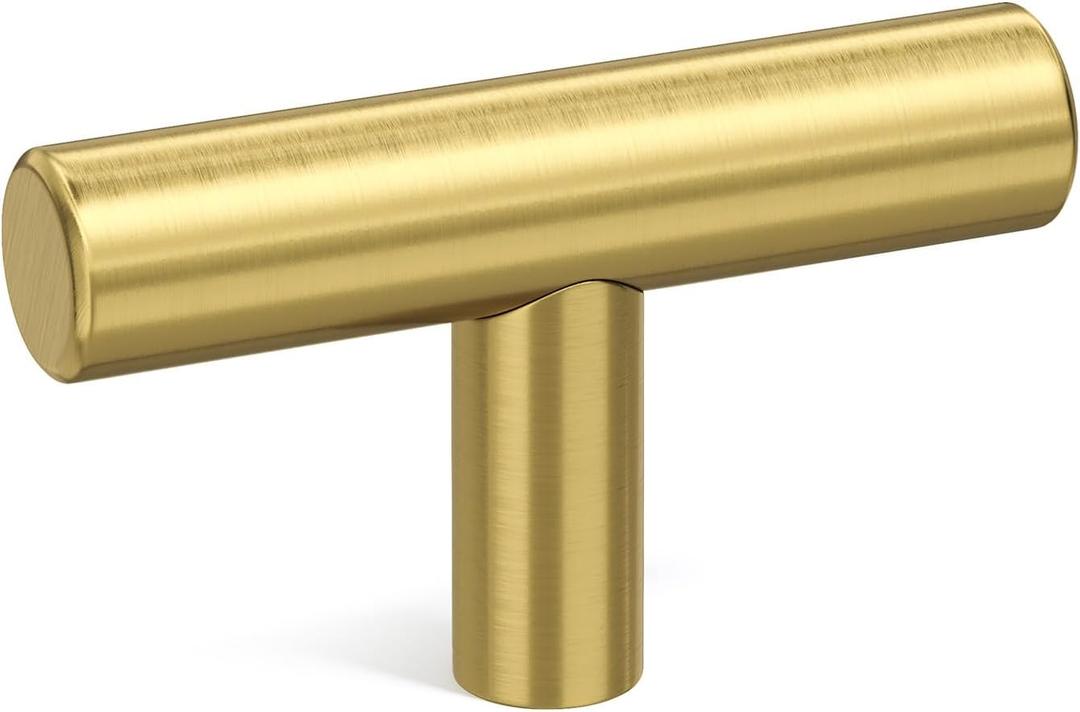 Goldenwarm 10 Pack Gold Cabinet Knobs Brushed Brass Drawer Knobs Gold Dresser Hardware - LS201GD Single Hole Handles for Kitchen Cupboard Doors Closet Hardware 2in Overall Length