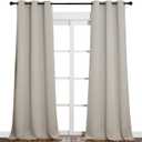 NICETOWN Room Darkening Curtain Panels 90 inches Long, Privacy Draperies for Living Room (Natural, 42 inches Width, 1 Pair)