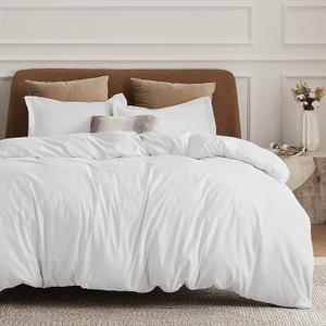 Bedsure Duvet Cover King Size - Soft Double Brushed Bedding Set for Kids & Adults, Zipper Closure, 3 Pieces, Includes 1 Duvet Cover (104"x90") & 2 Pillow Shams, NO Comforter, White