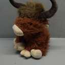 Highland Cow Stuffed Animal Toy, Adorable Highland Cow Plush, Scottish Cow Plush Toy, Farm Animal Cattle Plush Decor Gifts for Kids Baby Girls Boys (Brown Cow)