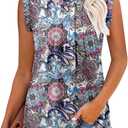 2 x onlypuff Womens Tank Tops Sleeveless Pleated Crew Neck Shirts Dressy Casual Work Cami Blouse (S)