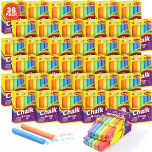 432 Count Colored Chalk, 36 Packs Color Chalk Bulk, Bulk Chalkboard Chalk School Supplies for Teachers, Classroom Prizes, Goodie Bags Stuffers, Party Favors, Back to School Gifts for Students, Kids