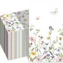 100 PCS Floral Disposable Napkins, 3 Ply Dinner Napkins Summer Wildflower Decorative Paper Guest Napkin for Family Party, Wedding, Birthday, Home Kitchen Dining Table Decor 7.9 x 4.3