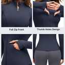 G4Free BareFeel Women's Workout Jacket Full Zip Up Slim Hip Length Yoga Athletic Tops with Thumb Holes (Black, XL)