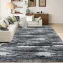 Shag Rugs for Living Room 6x9, Ultra Soft Abstract Grey Big Fuzzy Rugs for Bedroom, 6 x 9 Fluffy Shaggy Plush Carpet Girls Kids Room Dorm Upgrade Non-Slip