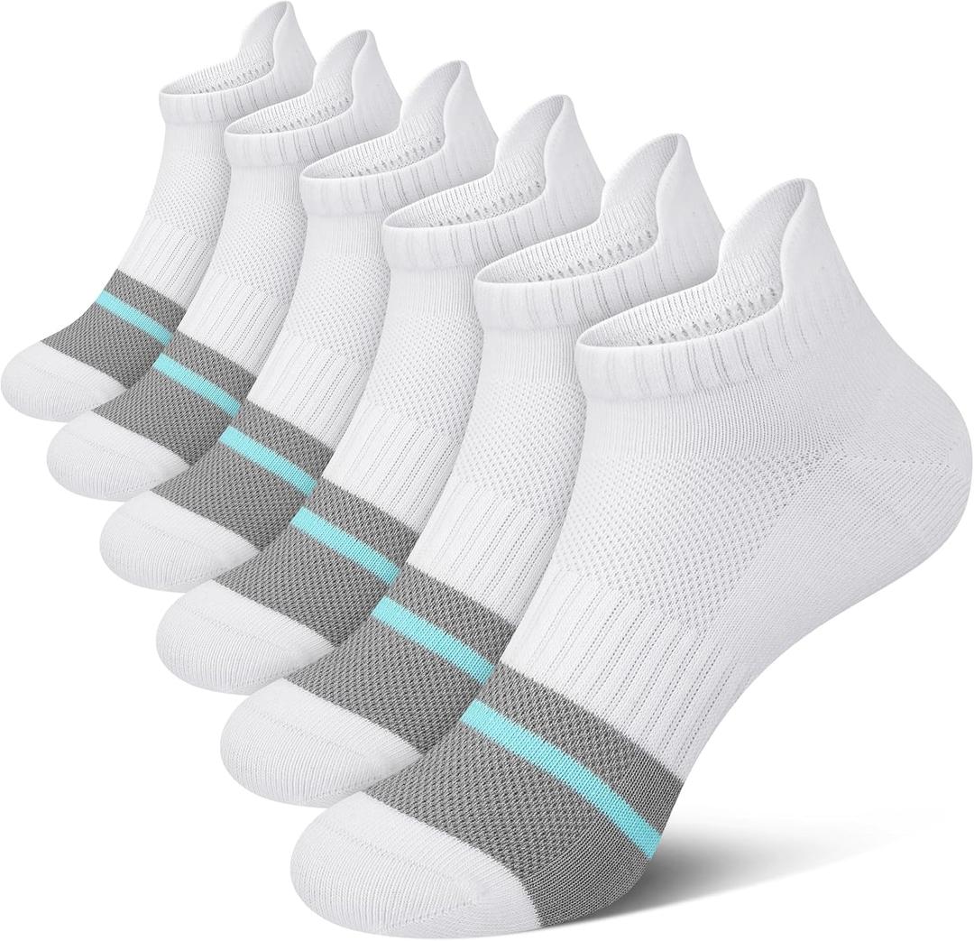 Gonii Women's Ultra-Thin Lightweight No-Show Ankle Socks - Seamless Toe Design, Non-Slip Arch Band (6 Pairs) for Running (L)