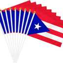 50 Pack Puerto Rico Hand Held Mini Stick Flags, Puerto Rican Small Miniature Stick Flag with 8.2 x 5.5 Inch Flag, Outdoor Decoration, Party Decorations, Supplies for Parades, Festival Events Celebration (Puerto Rico)