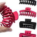 Mesovor 4 Pack Silicone Flexible Hair Claw Clips, Nonslip Large Claw Clip | Soft Hair Grip Hairclips for Thin and Thick